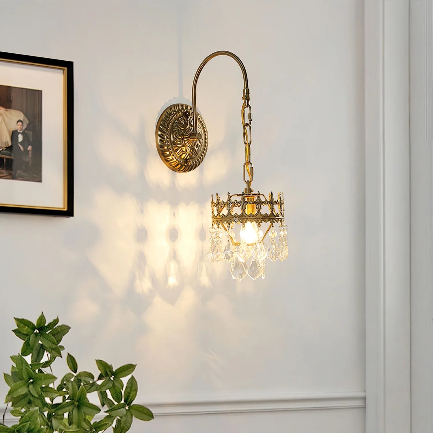 Klassische Kristall Wandleuchte mit warmem LED-Licht