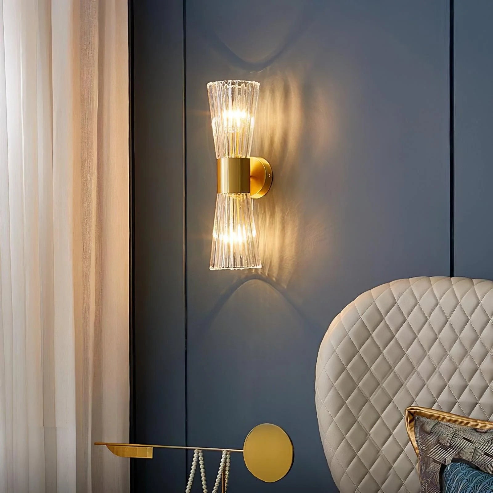 Modern Crystal Wall Sconce with Brass Finish