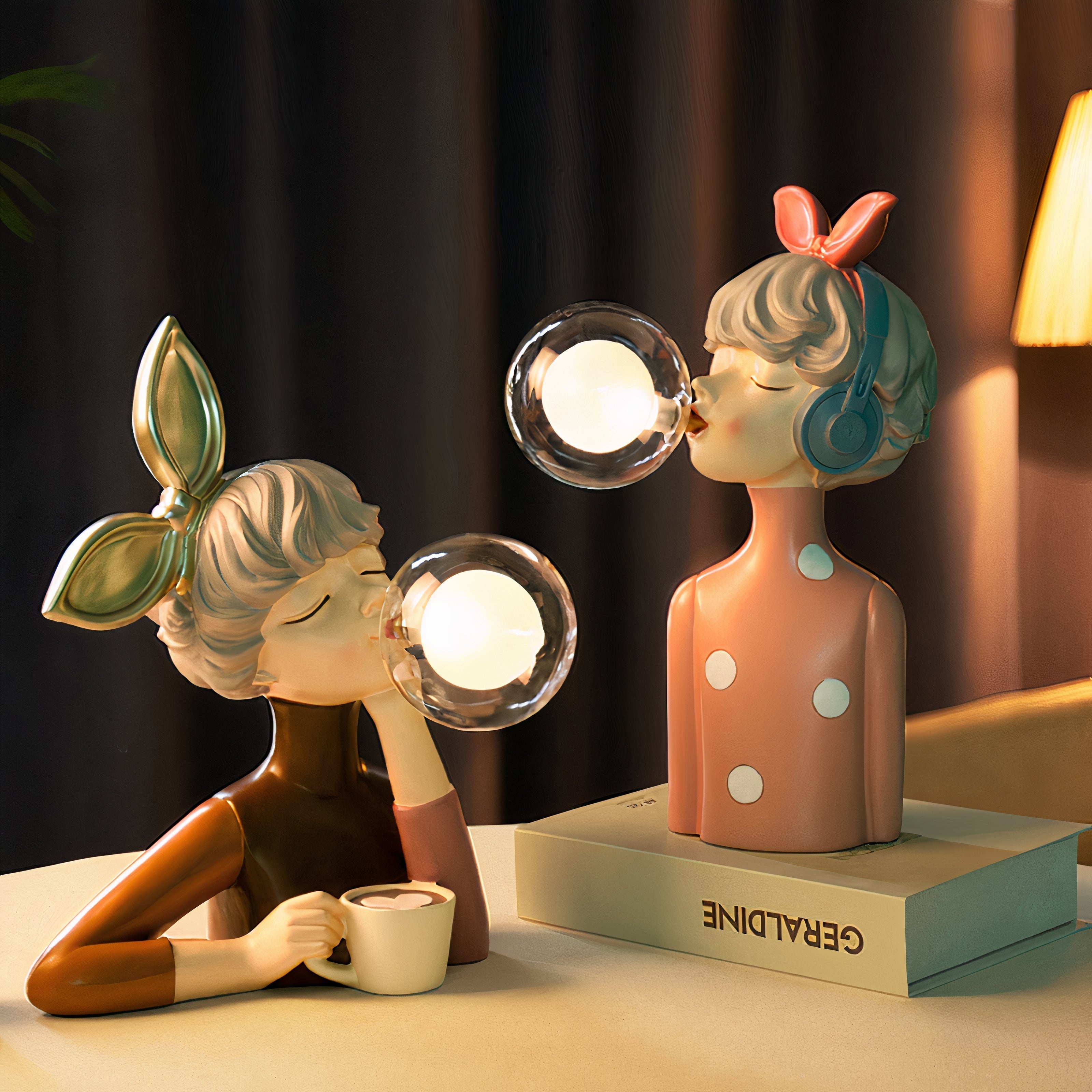 SorellaLuce Tischlampe Skulptural Modern Beige für Wohnzimmer