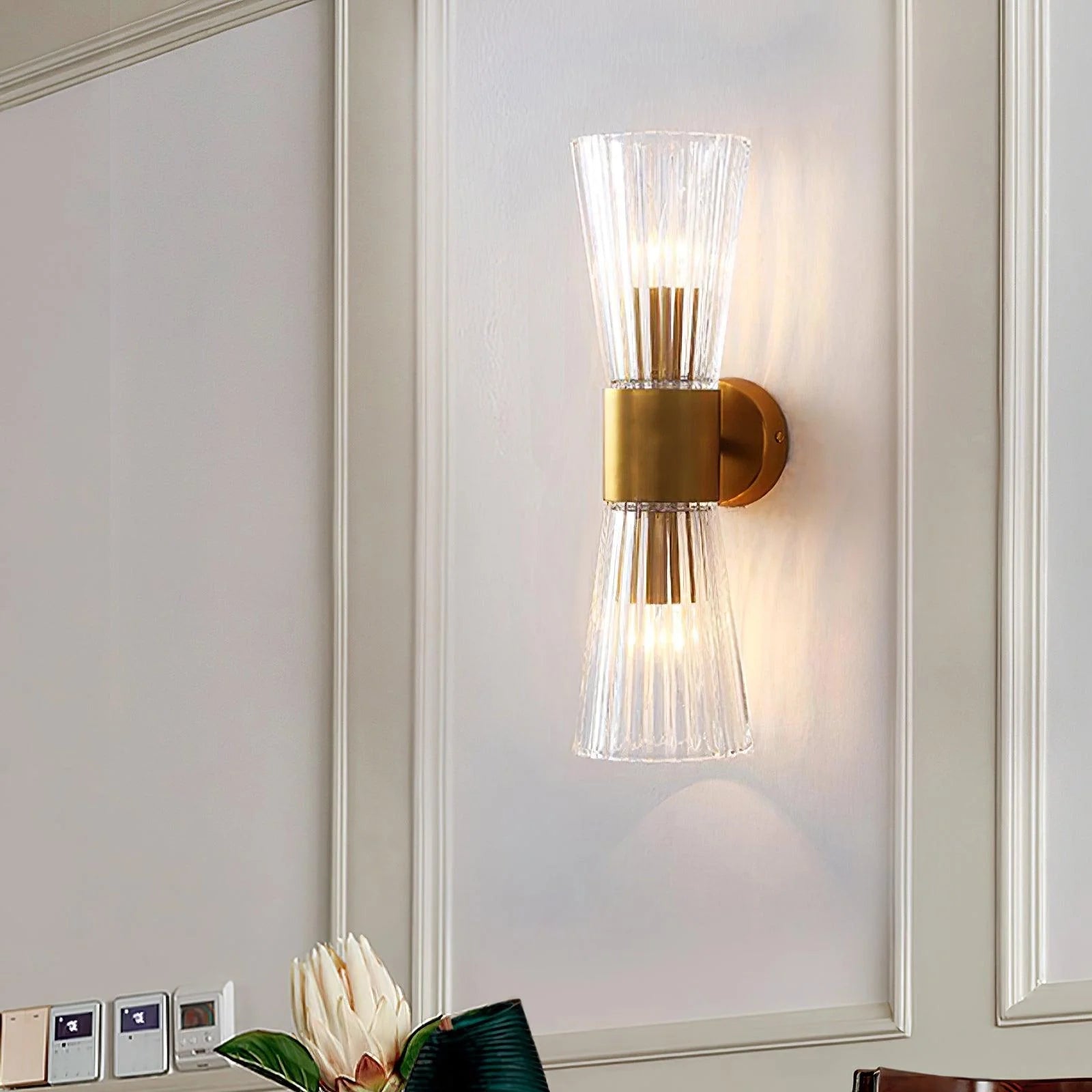 Modern Crystal Wall Sconce with Brass Finish