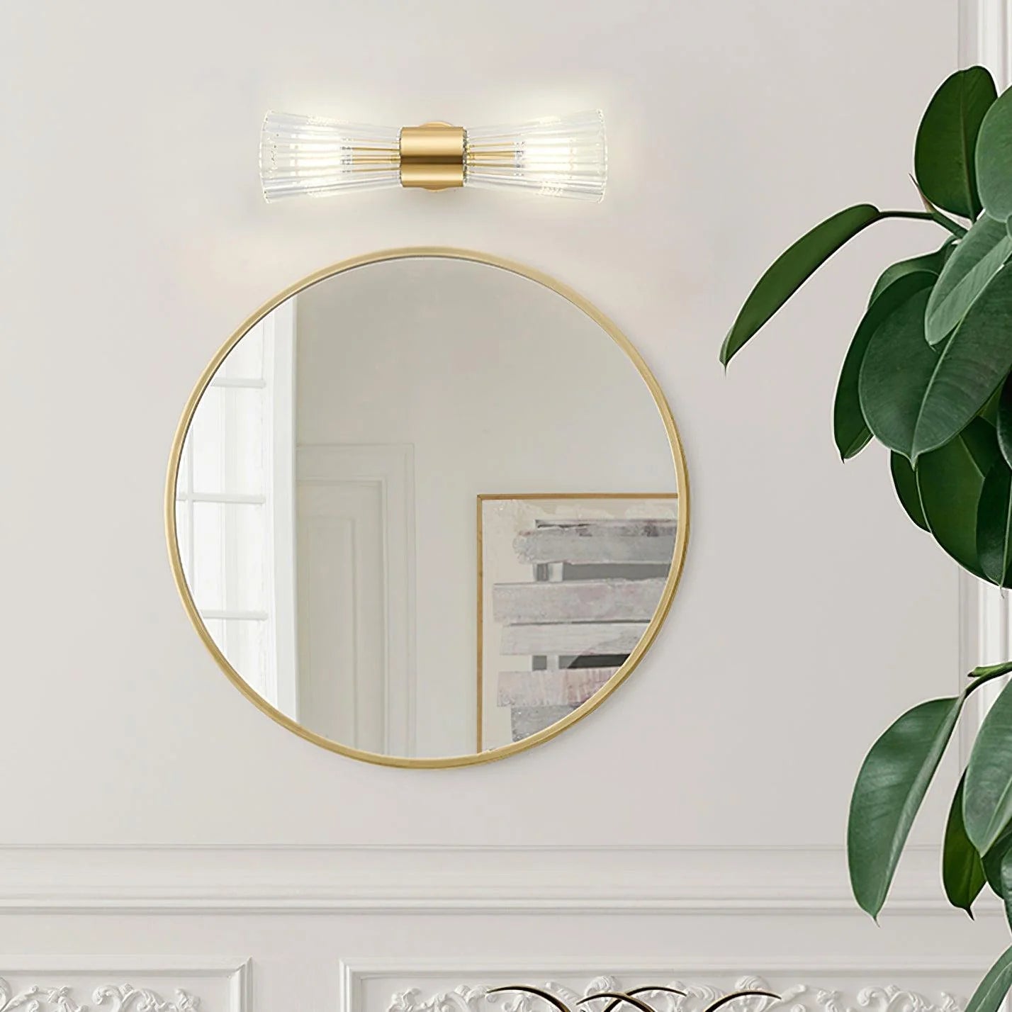 Modern Crystal Wall Sconce with Brass Finish