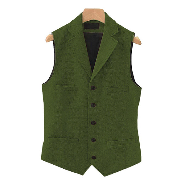Herren Vintage Weste aus Wollmischung mit Reverskragen und Einreiher-Design