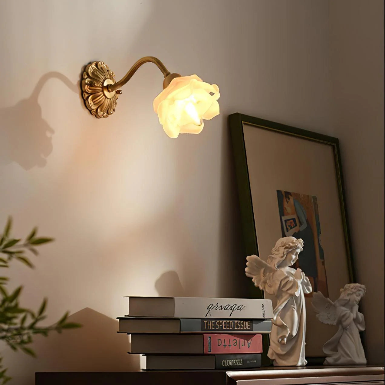 Rosette Messingwandlampe