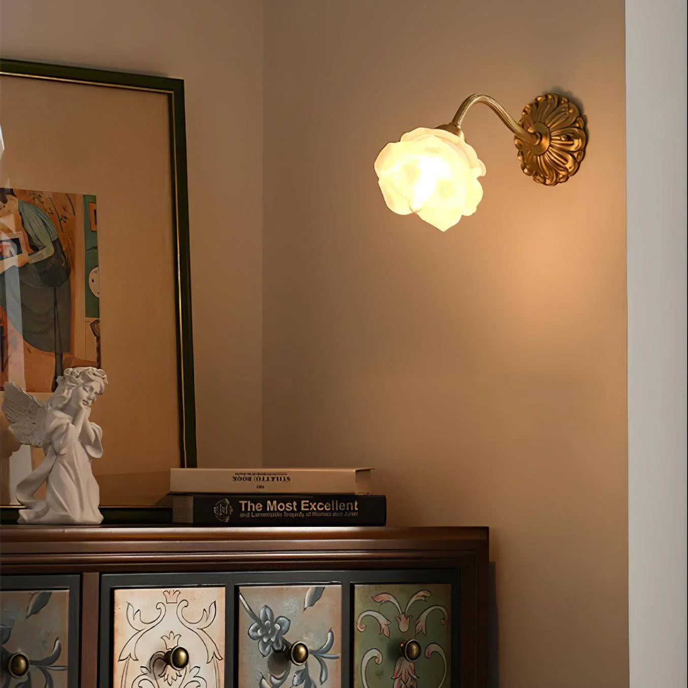 Rosette Messingwandlampe