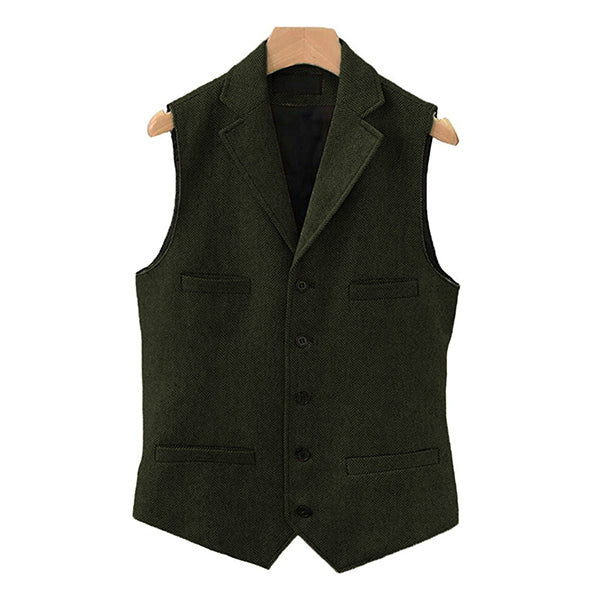 Herren Vintage Weste aus Wollmischung mit Reverskragen und Einreiher-Design