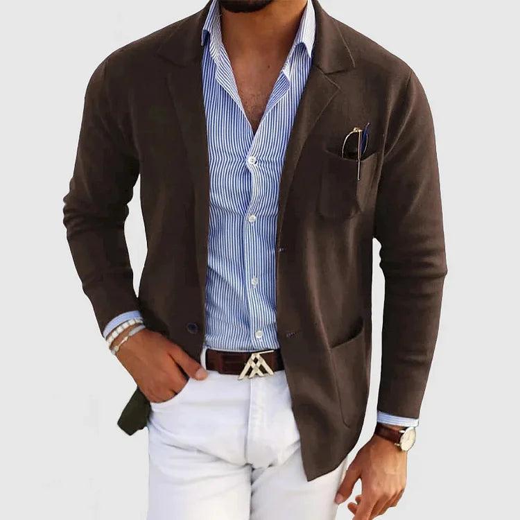 Herren Strickjacke mit Reverskragen und Taschen