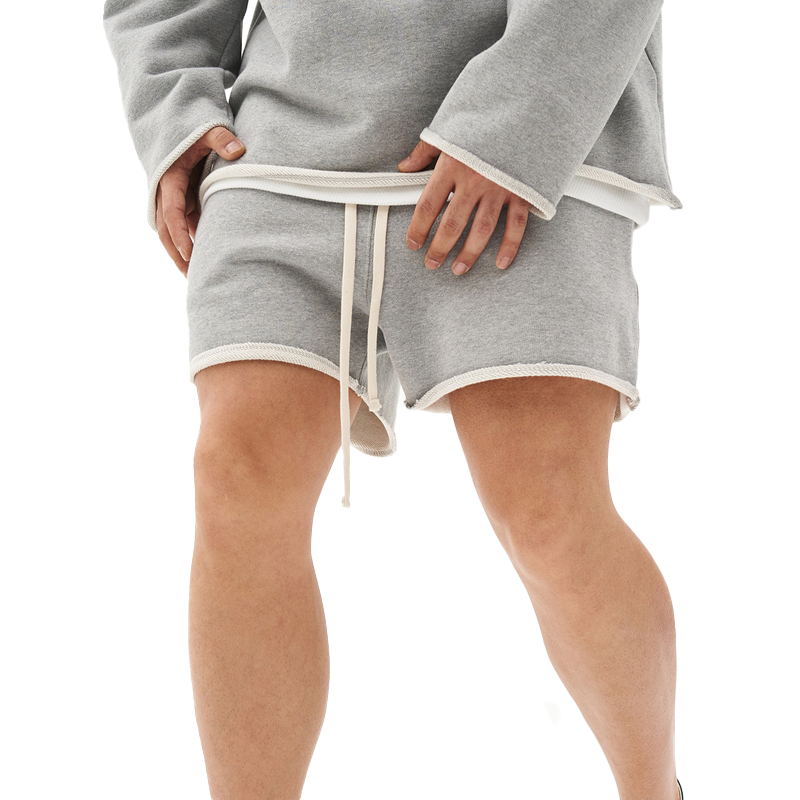 Herren Baumwoll-Shorts mit Rohkanten und Loose Fit