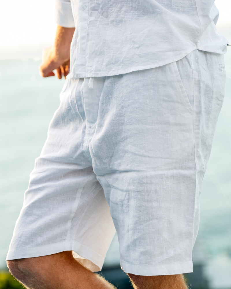 Herren Leinen-Shorts mit Kordelzug