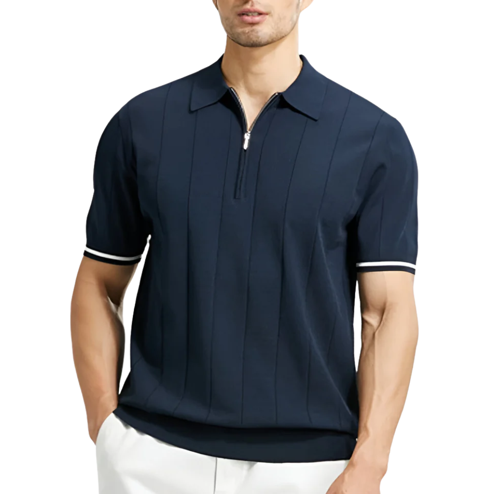Herren Strickpolo mit Reißverschlusskragen im modernen Stil