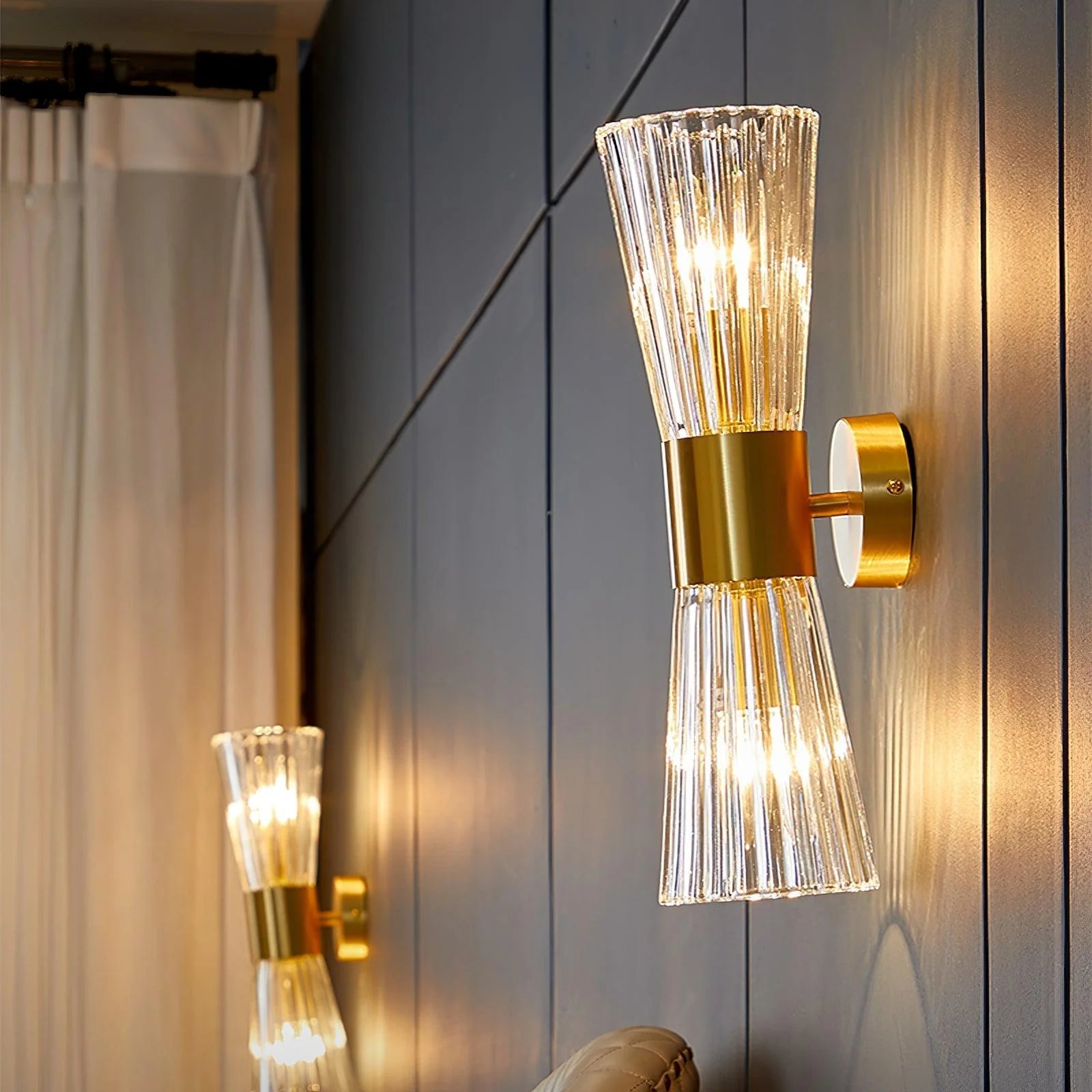 Modern Crystal Wall Sconce with Brass Finish