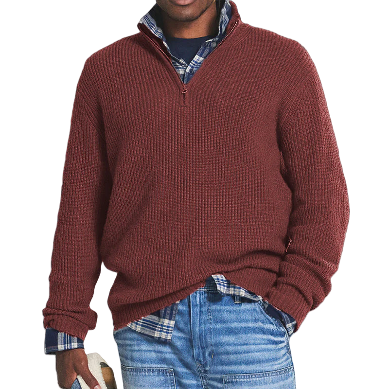 Herren Kaschmirpullover mit Reißverschluss warm weich bequem