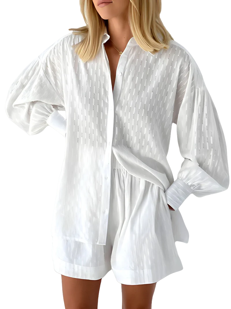 Zweiteiliges Sommer-Set für Damen aus Bluse und Shorts – Luftig & Stilvoll