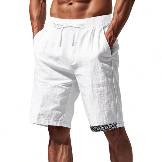 Herren Baumwoll-Leinen Shorts mit elastischem Bund