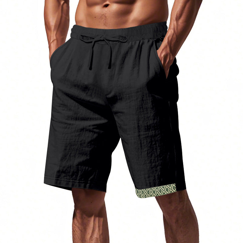 Herren Baumwoll-Leinen Shorts mit elastischem Bund
