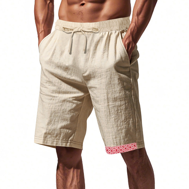 Herren Baumwoll-Leinen Shorts mit elastischem Bund