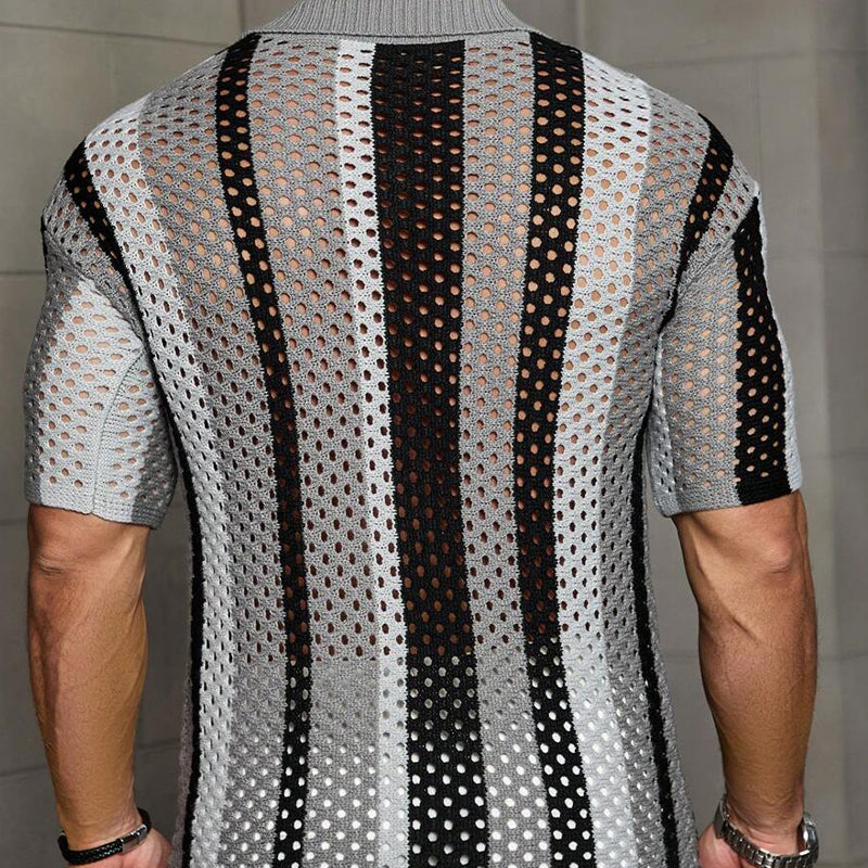 Herren Strickpolo mit Mesh