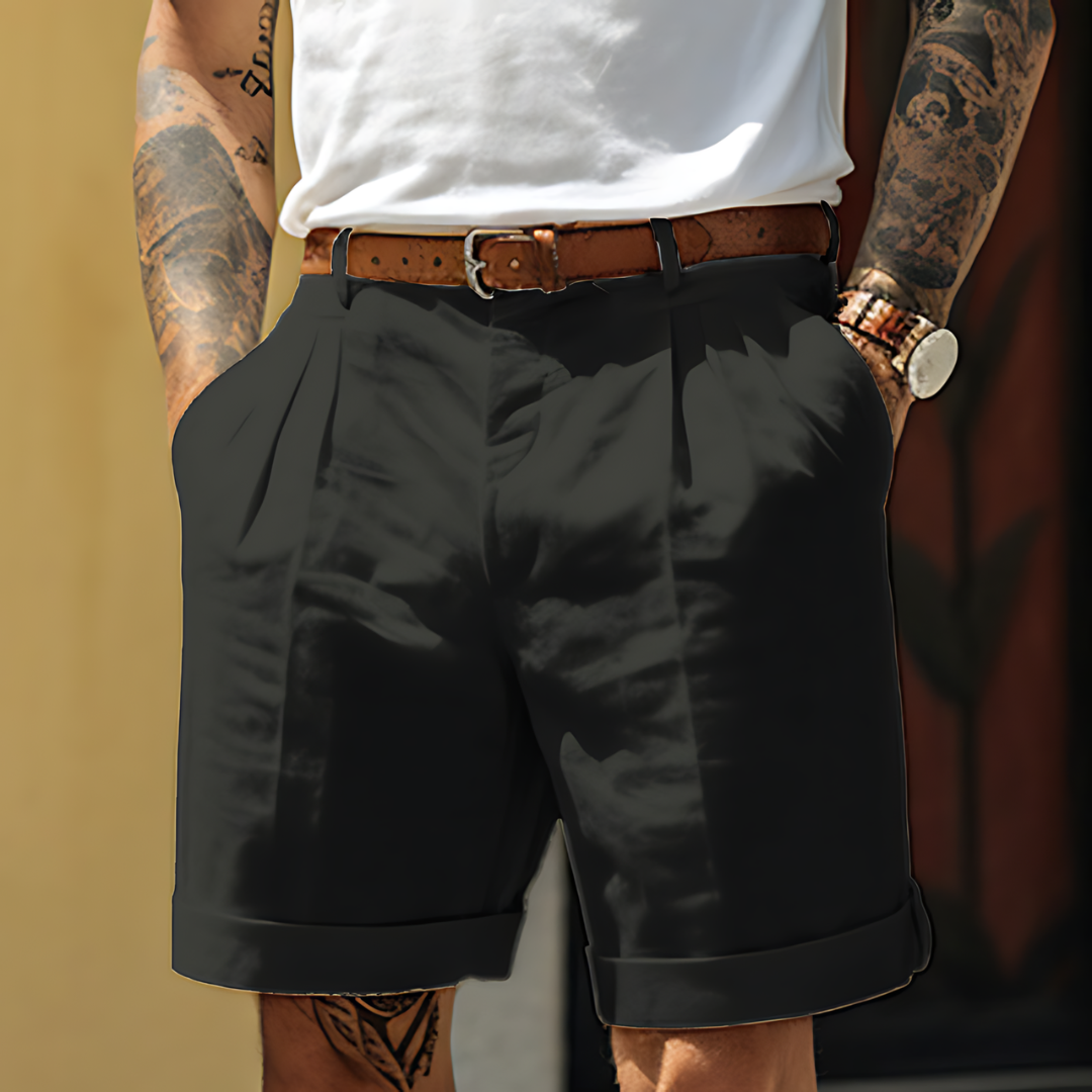 Herren Leinen-Shorts mit Bundfalte