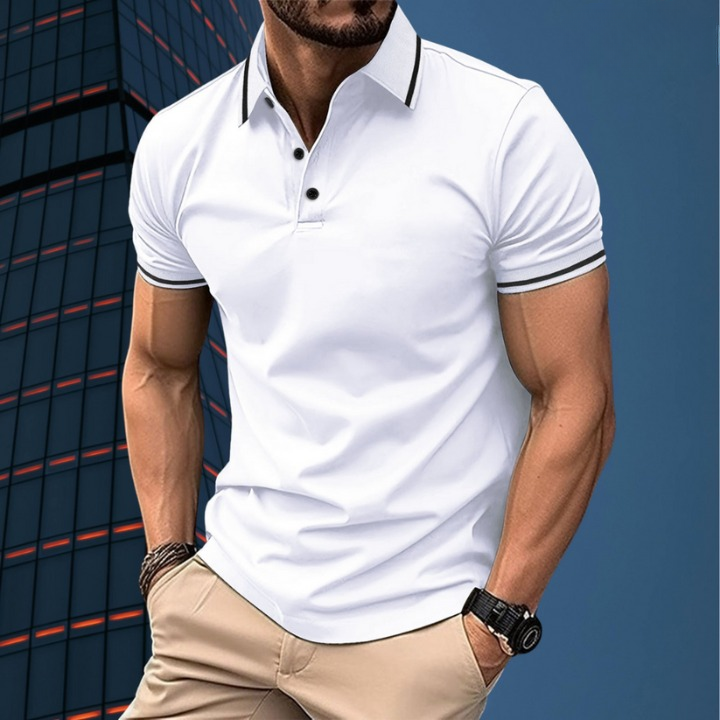 Herren Polo-Shirt mit Kontraststreifen