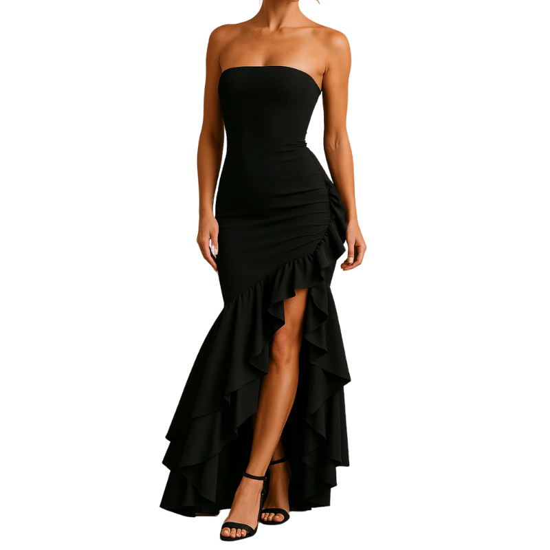 Abendkleid mit Rüschen – Figurbetontes Kleid mit Volant-Saum für Besondere Anlässe