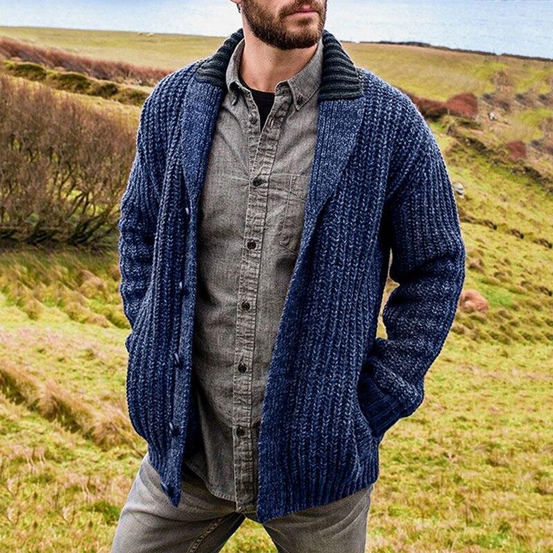 Herren Strickjacke im Grobstrickdesign für Herbst und Winter