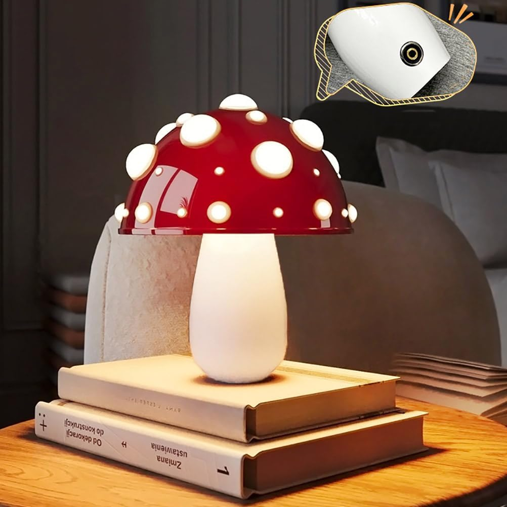 Mushroom LED Tischlampe aus Glas im Retro-Stil