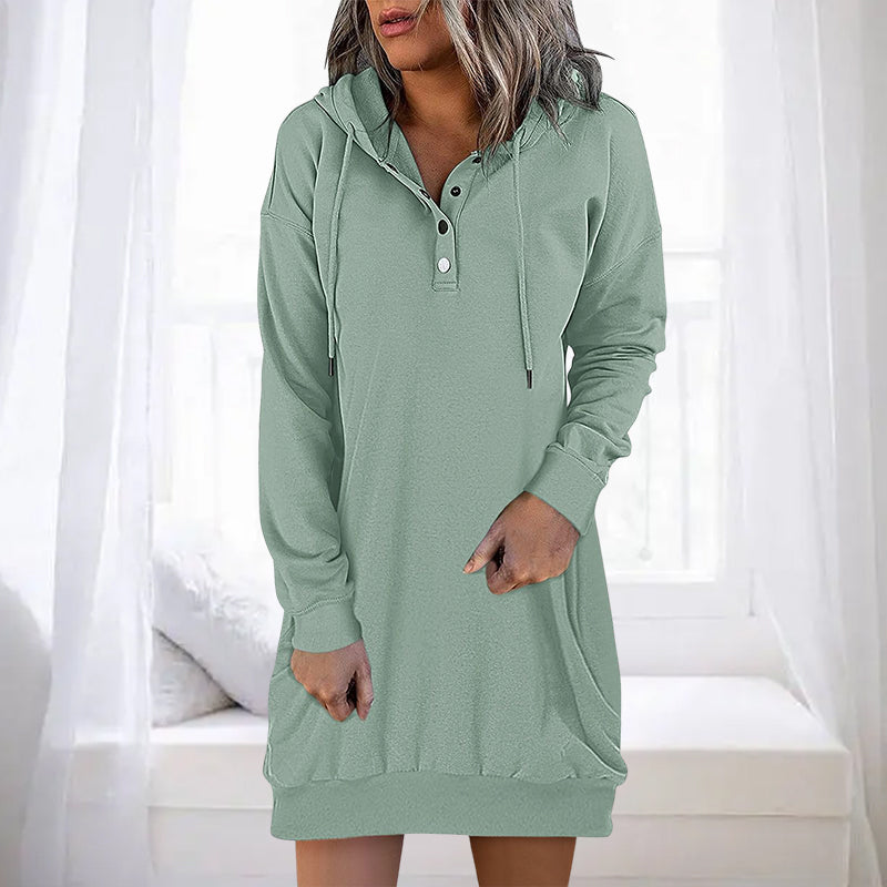 Damen Long Hoodie mit Kapuze im minimalistischen Stil