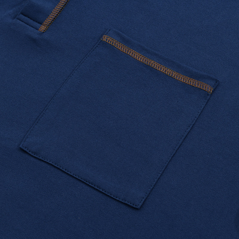 Herren Baumwollshirt mit Henleykragen und Farbakzenten