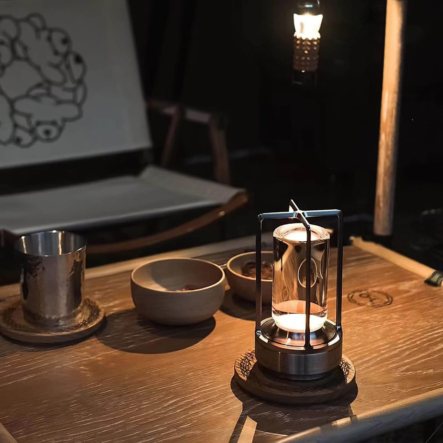 Dimmbare Tischlampe mit handpoliertem Kristallglas