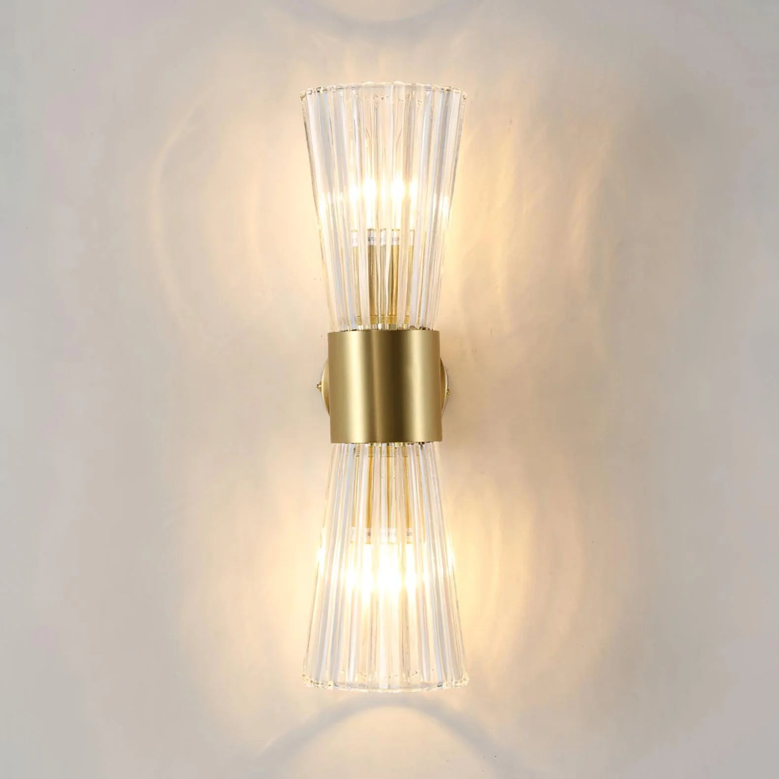 Modern Crystal Wall Sconce with Brass Finish