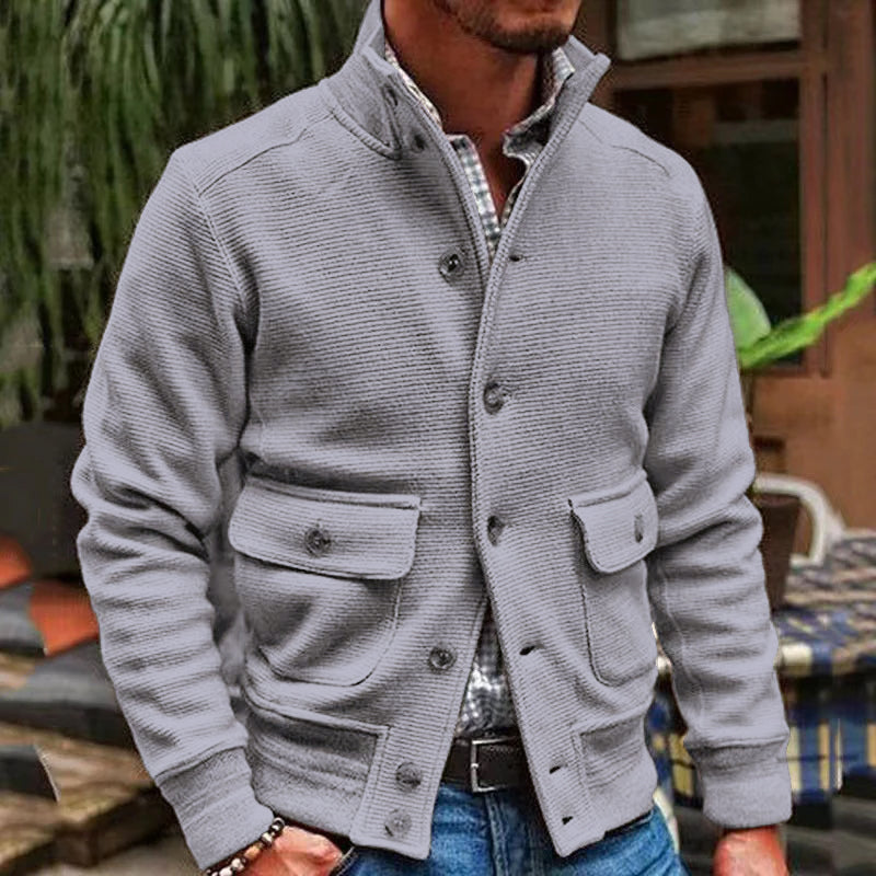 Herren Jacke mit Stehkragen und Taschen im klassischen Stil