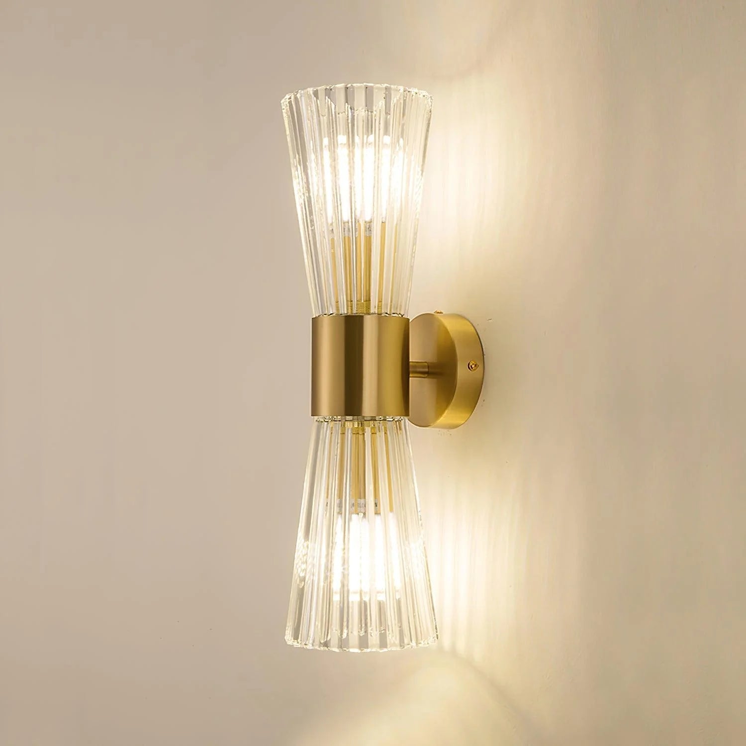 Modern Crystal Wall Sconce with Brass Finish
