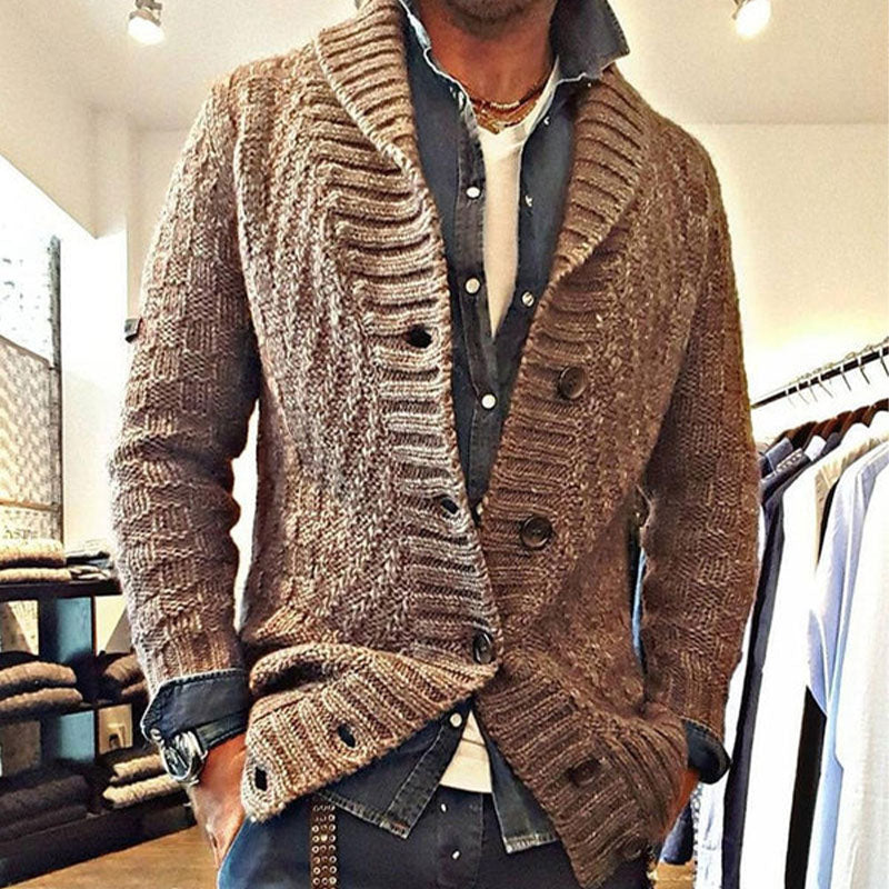 Herren Strickjacke im Vintage-Stil mit Reverskragen
