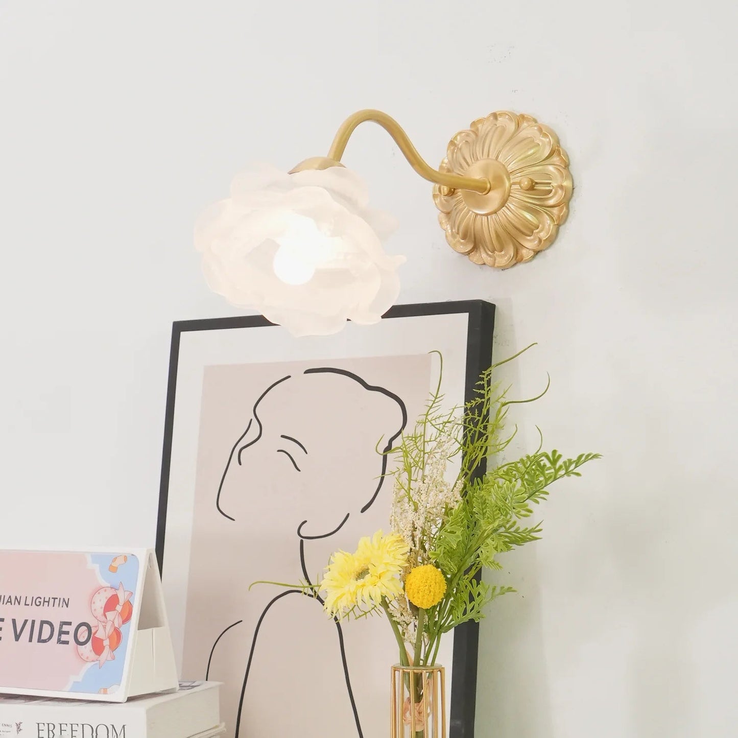 Rosette Messingwandlampe