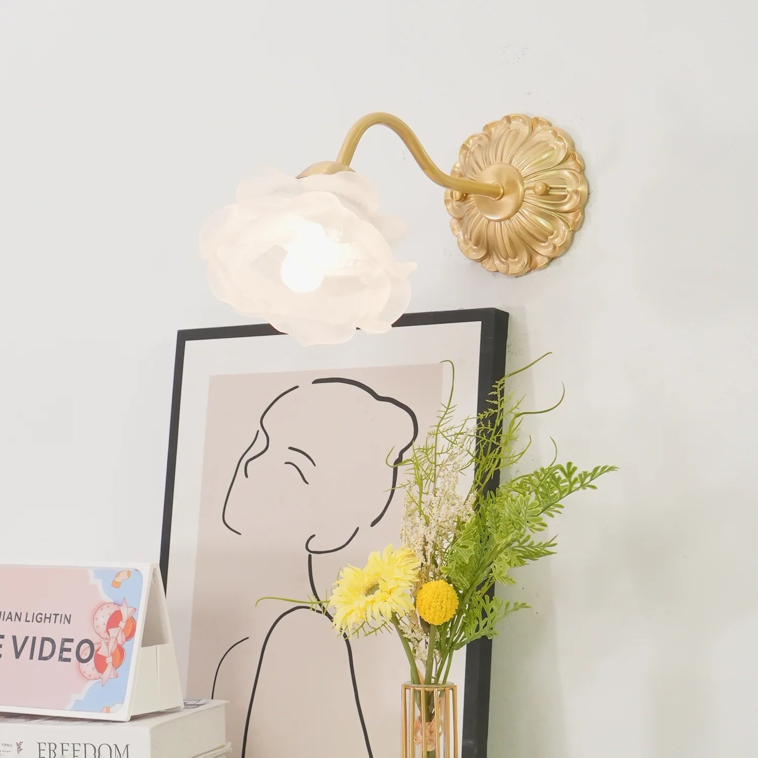 Rosette Messingwandlampe