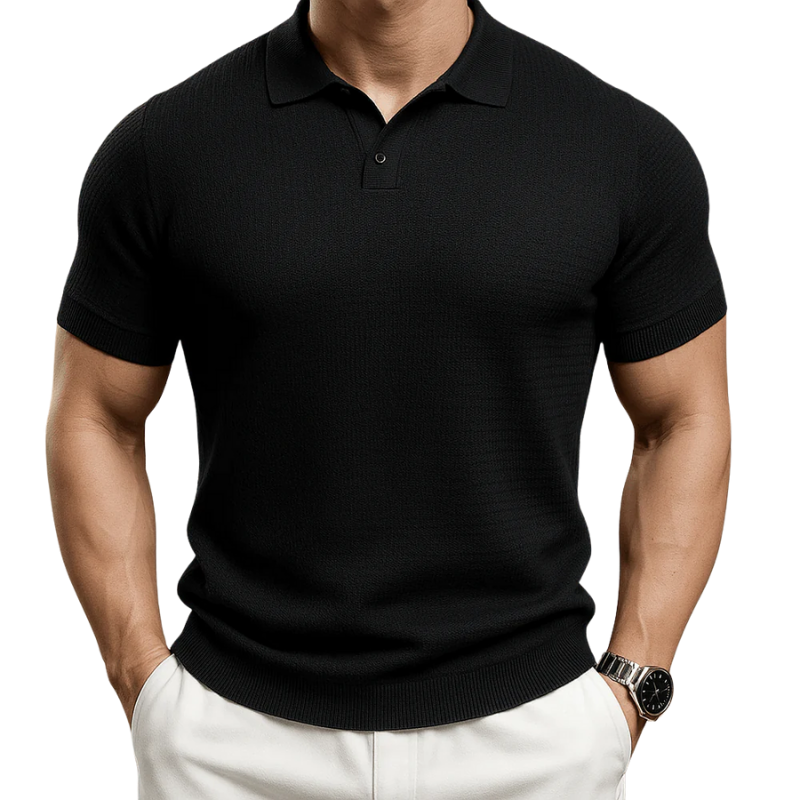 Herren Polo Shirt Strick – Smart Casual Poloshirt mit Struktur