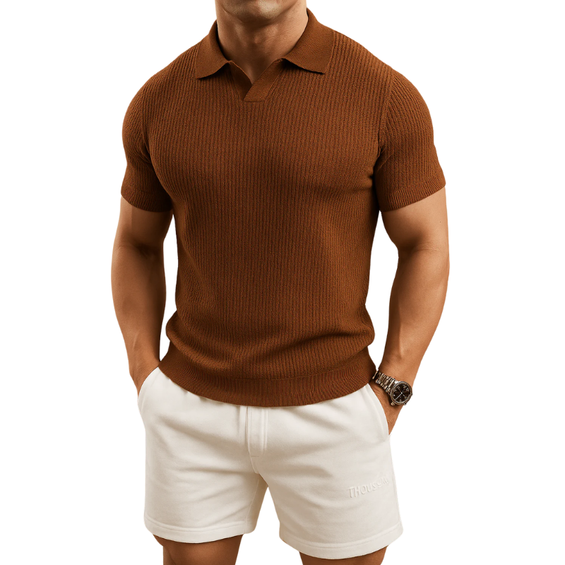 Herren Polo Shirt Strick – Smart Casual Poloshirt mit Struktur
