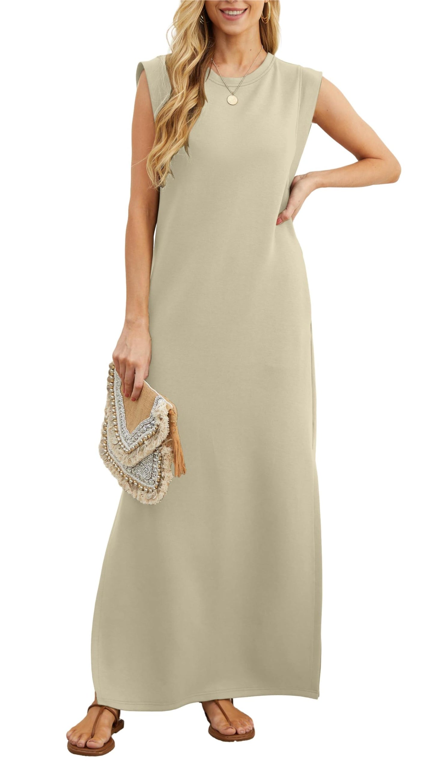 Ärmelloses Maxikleid mit Taschen für Sommerkomfort und Bewegungsfreiheit