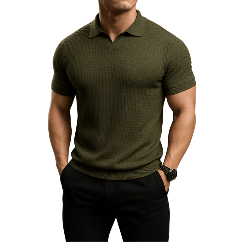 Herren Polo Shirt Strick – Smart Casual Poloshirt mit Struktur