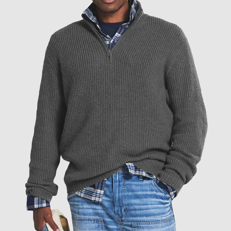 Herren Kaschmirpullover mit Reißverschluss warm weich bequem