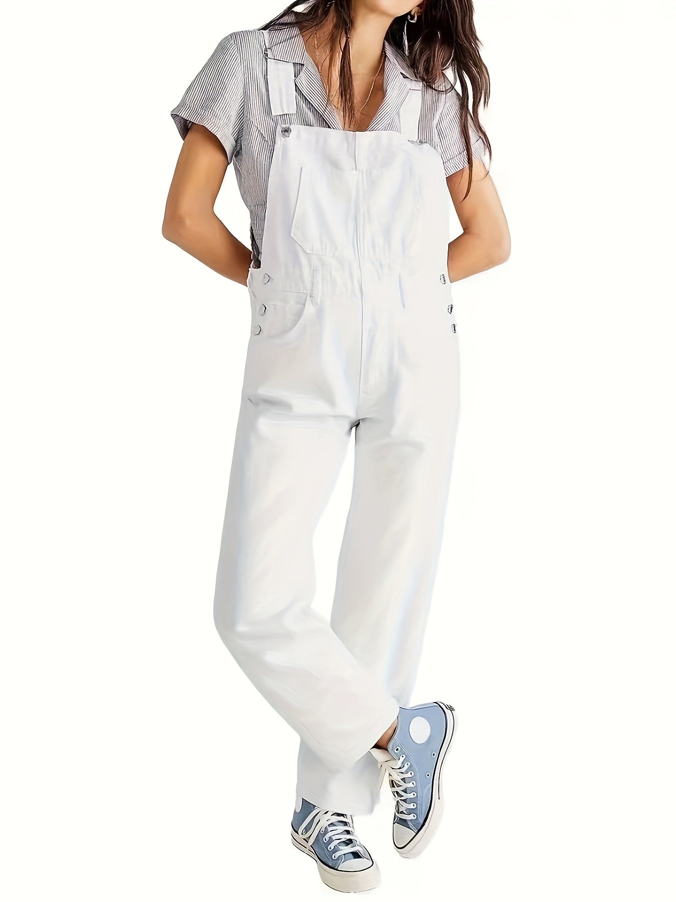 Damen Jeans Jumpsuit aus Denim mit lockerer Passform und Taschen