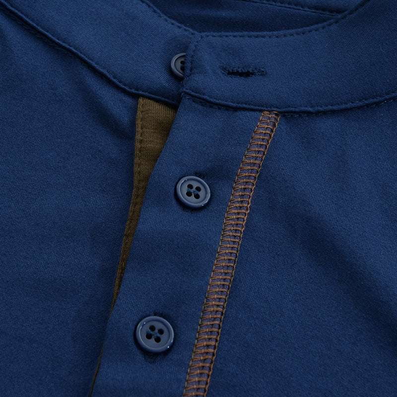 Herren Baumwollshirt mit Henleykragen und Farbakzenten