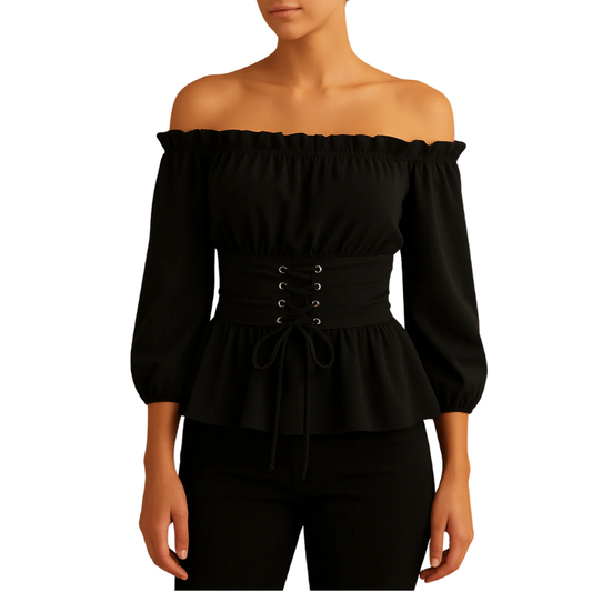 Bluse Damen Schulterfrei Polyester Elegante Bluse für Festliche Anlässe