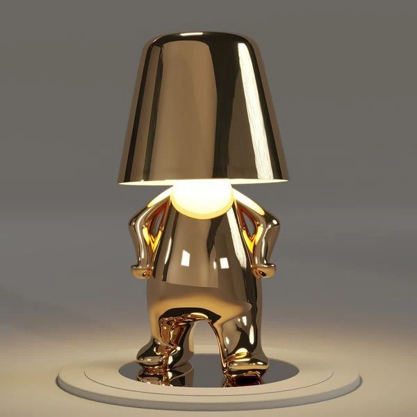 Kabellose Tischlampe mit skulpturalem Figurendesign und warmem Licht