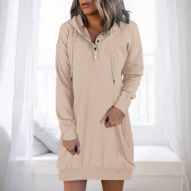 Damen Long Hoodie mit Kapuze im minimalistischen Stil