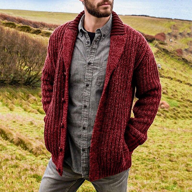 Herren Strickjacke im Grobstrickdesign für Herbst und Winter