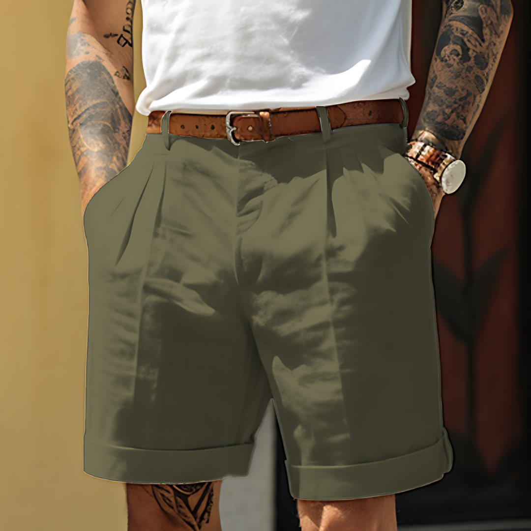 Herren Leinen-Shorts mit Bundfalte