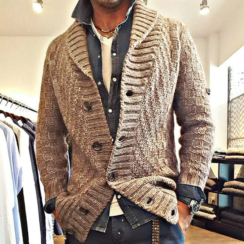 Herren Strickjacke im Vintage-Stil mit Reverskragen