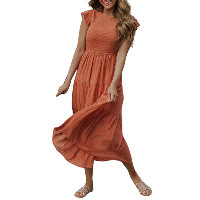 Boho Maxikleid mit Rüschenärmeln