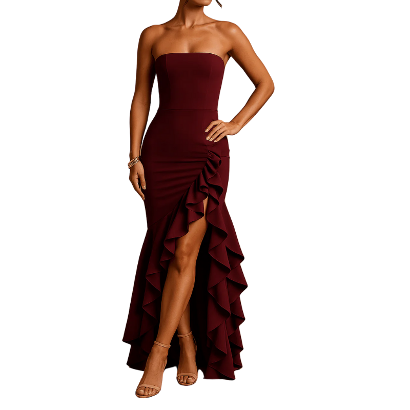 Abendkleid mit Rüschen – Figurbetontes Kleid mit Volant-Saum für Besondere Anlässe
