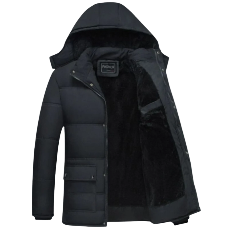 Herren Wintermantel Schwarz mit Fütterung